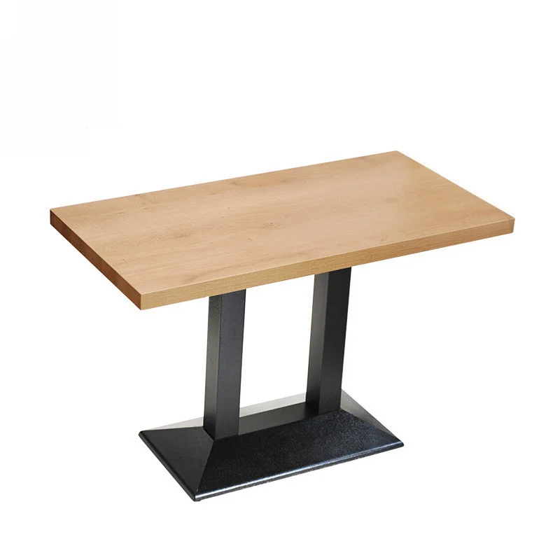 Light Rectangular Restaurant Table with Twin Black Supports
