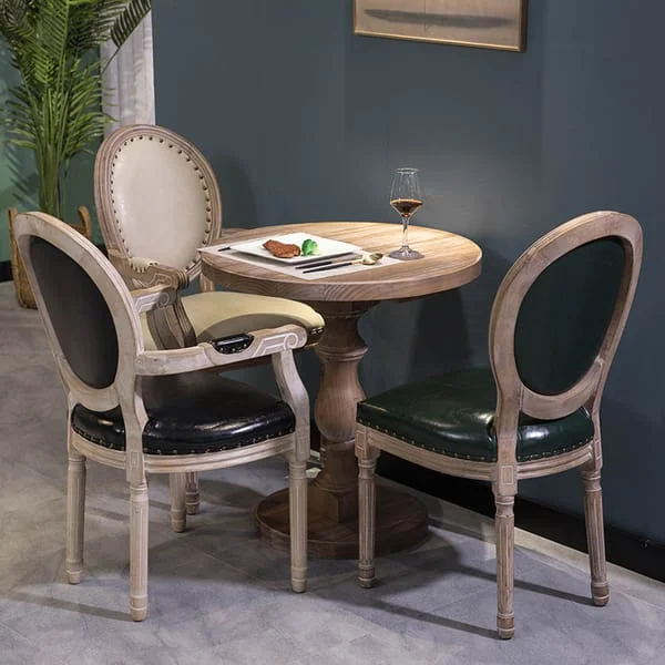 Round Bistro Table with Turned Pedestal and Oval-Back Chairs
