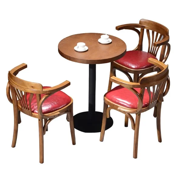 Round Café Table and Fan-Back Armchair Set