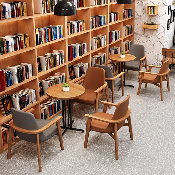 Round Café Table with Curved Lounge Armchairs