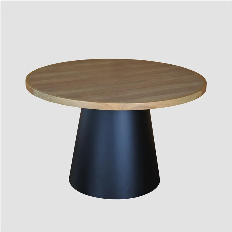 Round Dining Table with Black Conical Base