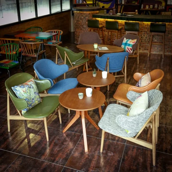 Round Lounge Table with Wingback Chairs