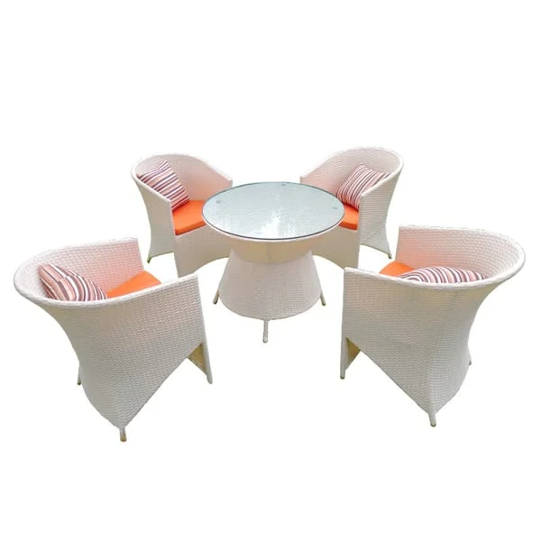 Round Outdoor Dining Set with Flared Woven Chairs