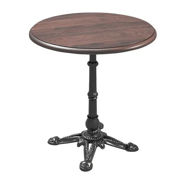 Round Warm-Top Bistro Table with Ornate Black Base