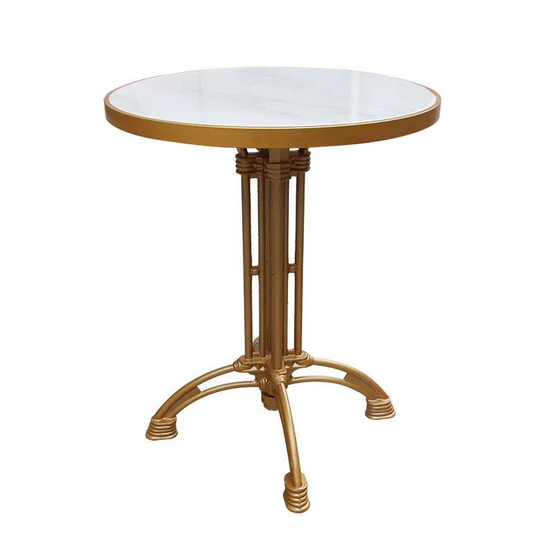 Round White-Top Bistro Table with Ornamental Gold-Tone Base