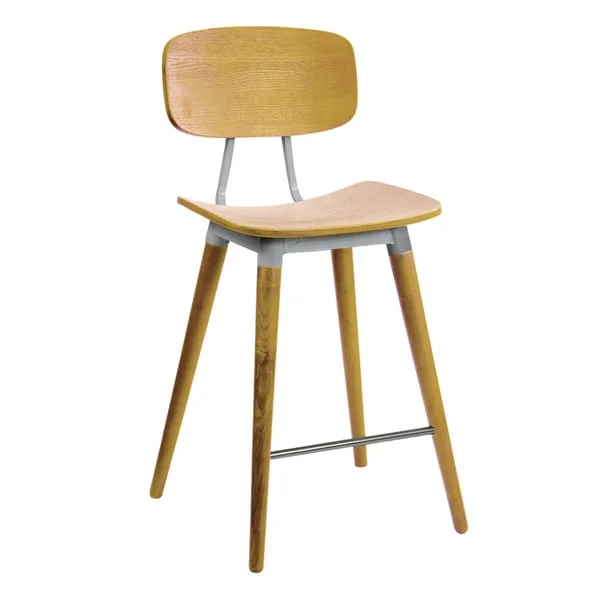 Rounded-Back Bar Stool with Exposed Back Supports