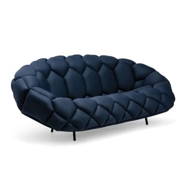 Rounded Diamond-Quilted Lounge Sofa