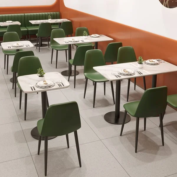 Rounded-Square Café Table with Padded Chairs