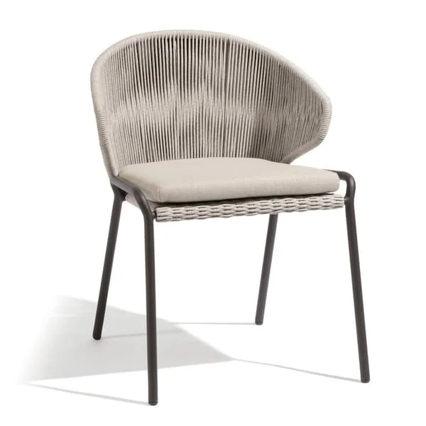 Rounded Woven-Back Outdoor Dining Chair