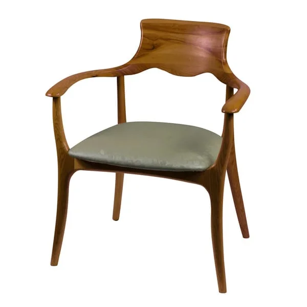 Sculpted-Back Restaurant Armchair with Grey Seat