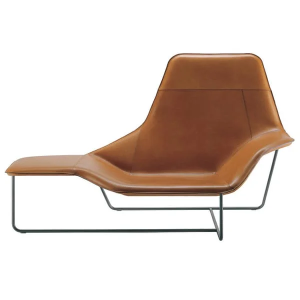 Sculpted High-Back Lounge Chaise with Sled Base