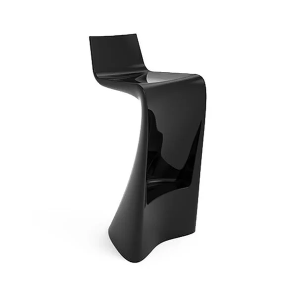Sculptural Black Ribbon-Base Bar Stool