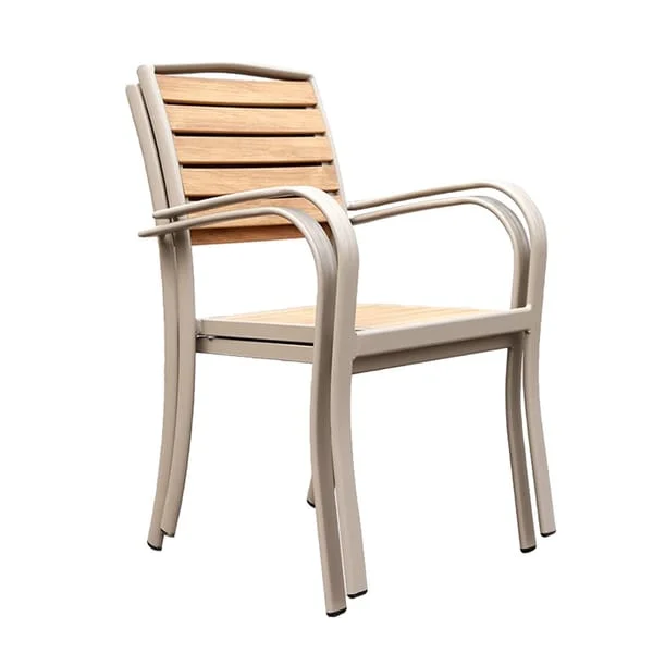 Slatted Patio Armchair with Curved Front Legs