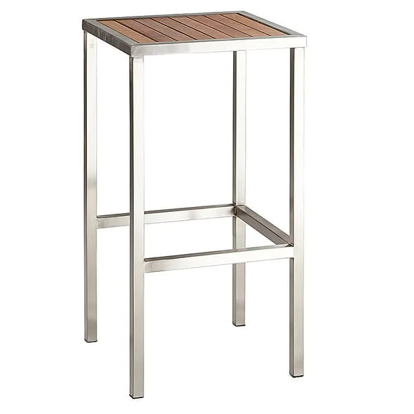 Slatted-Seat Bar Stool with Square Light Frame