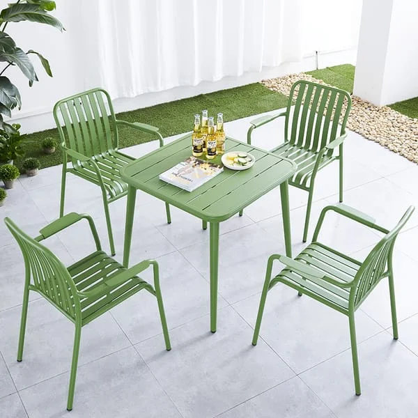 Slatted Square Outdoor Table and Chair Set