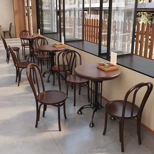 Square Bistro Table with Dark Loop-Back Chairs