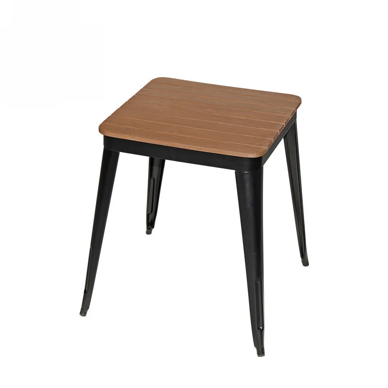 Square Café Table with Black Flared Legs