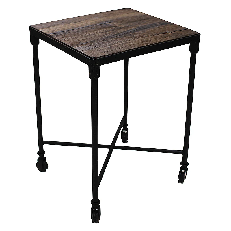 Square Café Table with Black Wheeled Frame