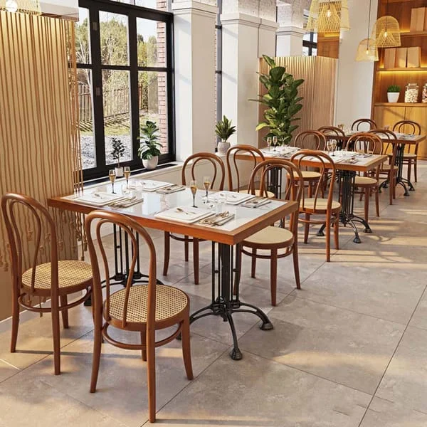 Square Café Table with Loop-Back Bistro Chairs