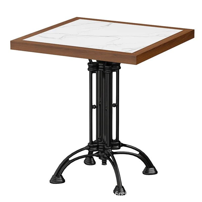 Square Framed-Top Café Table with Decorative Pedestal
