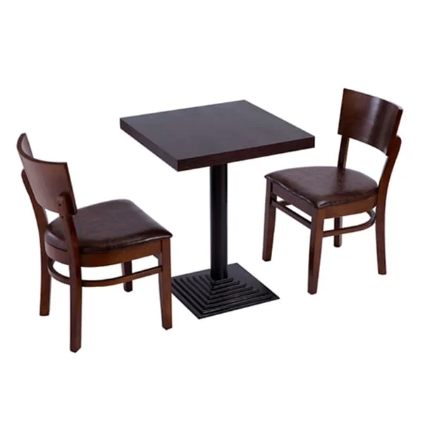 Square Restaurant Table and Ladder-Back Chair Set