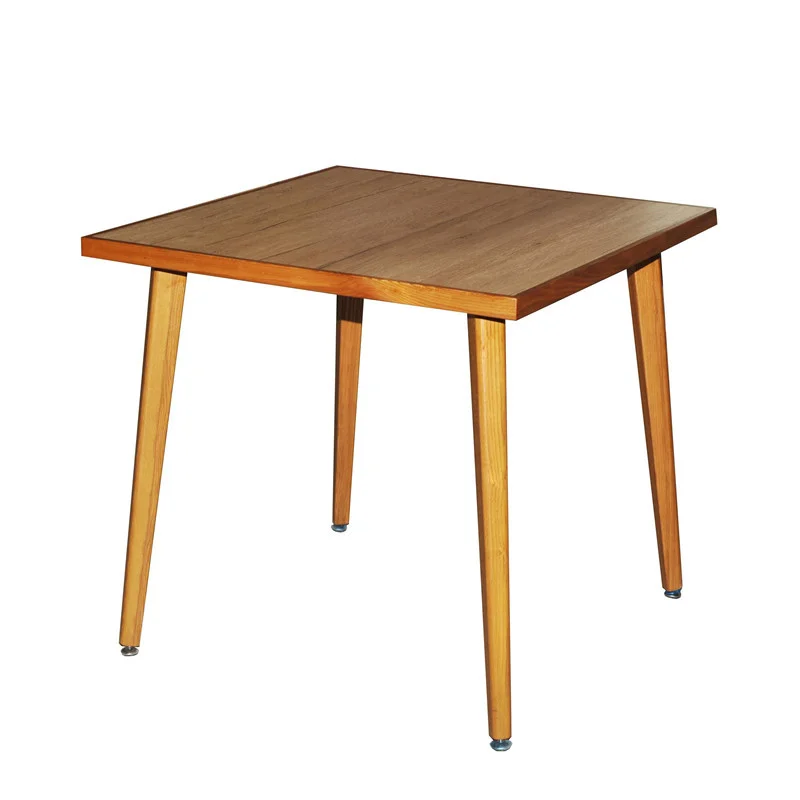 Square Warm-Tone Café Table with Tapered Legs