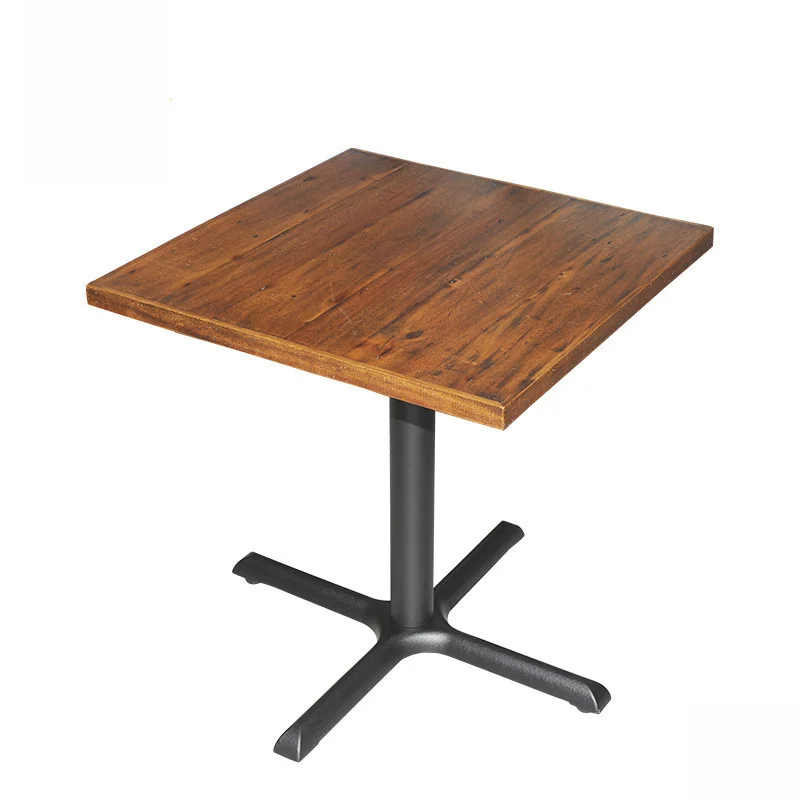 Square Warm-Top Café Table with Black Cross Base