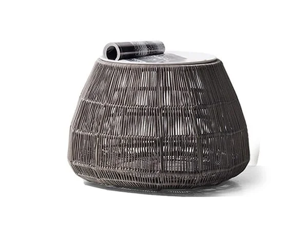 Tall Barrel-Shape Woven Outdoor Side Table
