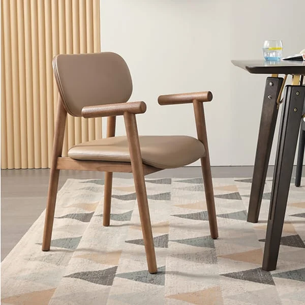 Taupe Dining Armchair with Separate Padded Armrests