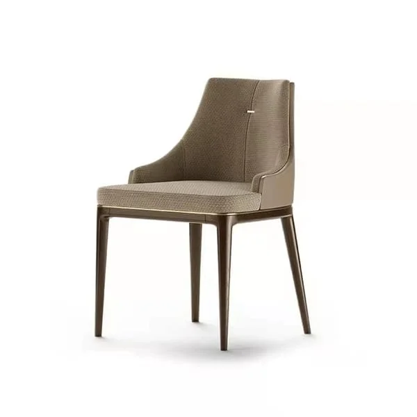 Taupe High-Back Dining Chair with Button Detail
