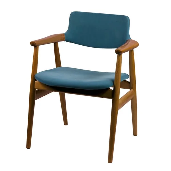 Teal Padded Restaurant Armchair with Straight Frame