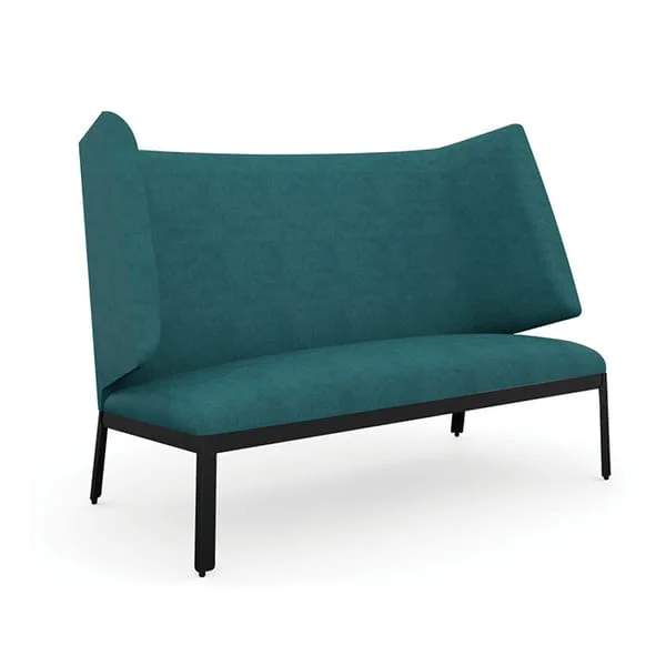 Teal Wingback Restaurant Bench on Black Legs