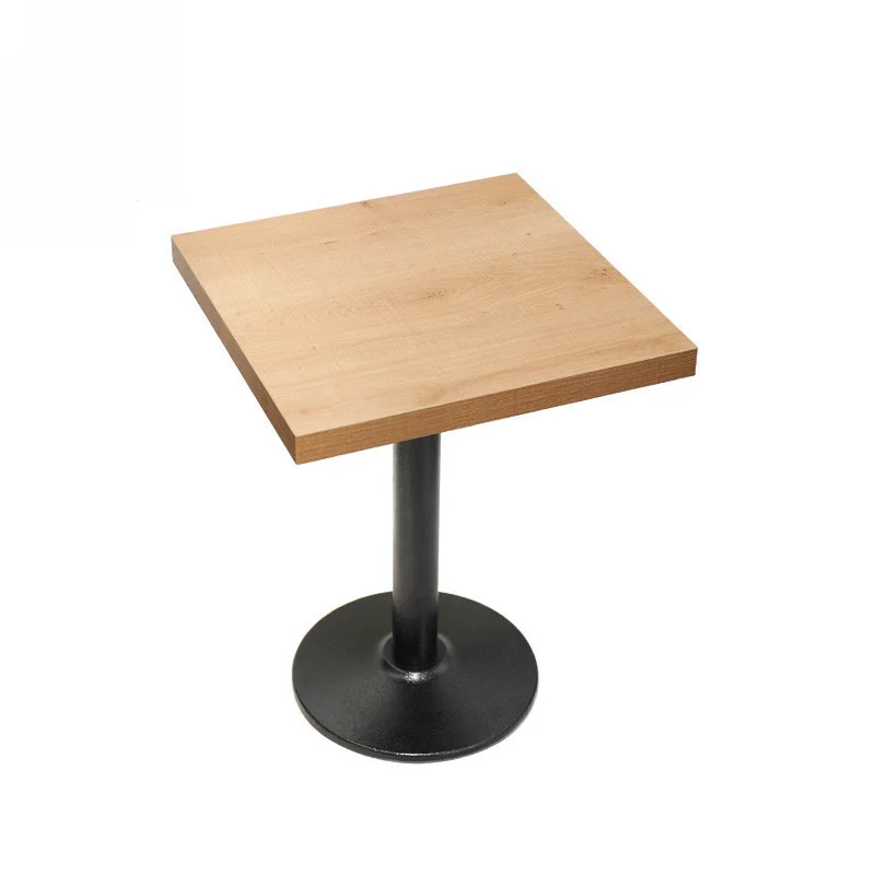 Thick Square-Top Restaurant Table with Black Pedestal