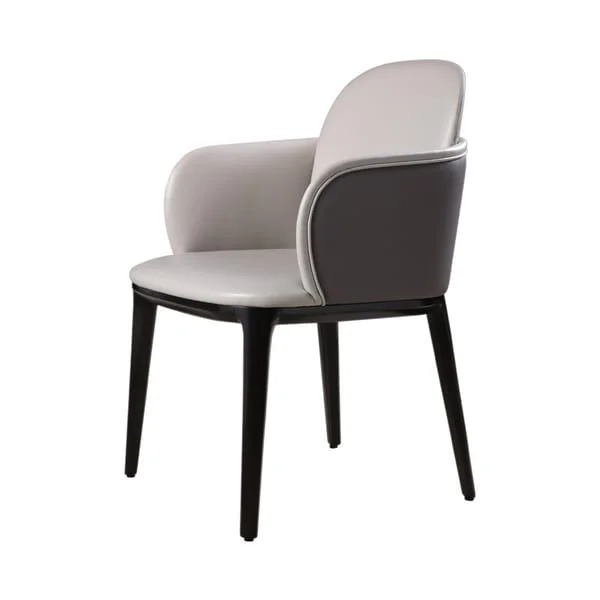 Two-Tone Upholstered Dining Armchair with Tall Curved Back