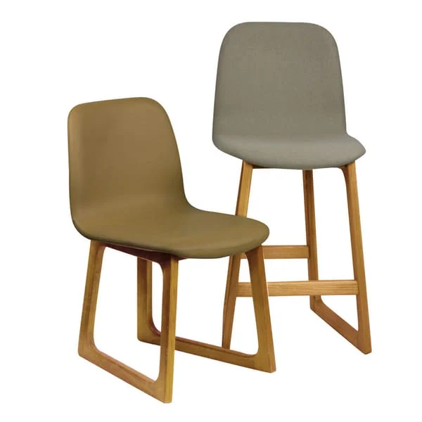 Upholstered Bar Stool with Open Angular Base