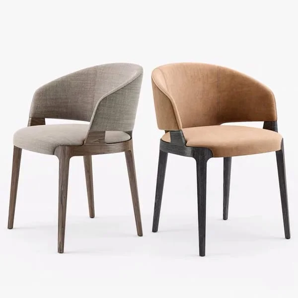 Upholstered Curved-Back Dining Armchair