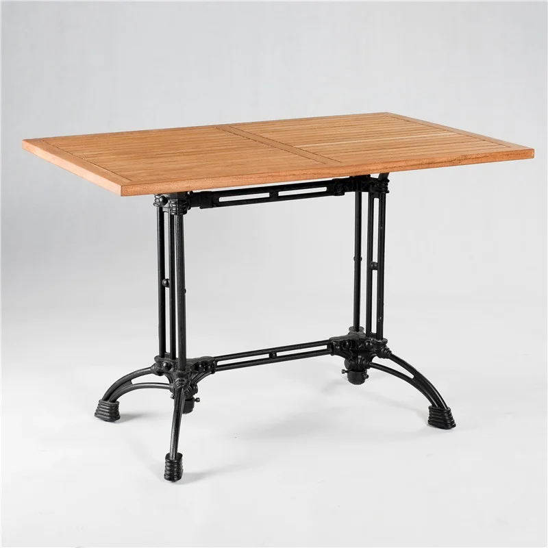 Warm Rectangular Dining Table with Ornamental Black Base