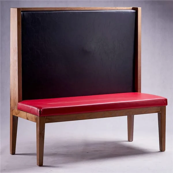 High-Back Restaurant Booth Bench with Exposed Frame
