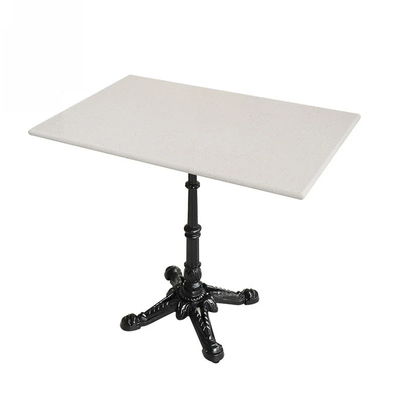 White Square Bistro Table with Decorative Black Pedestal