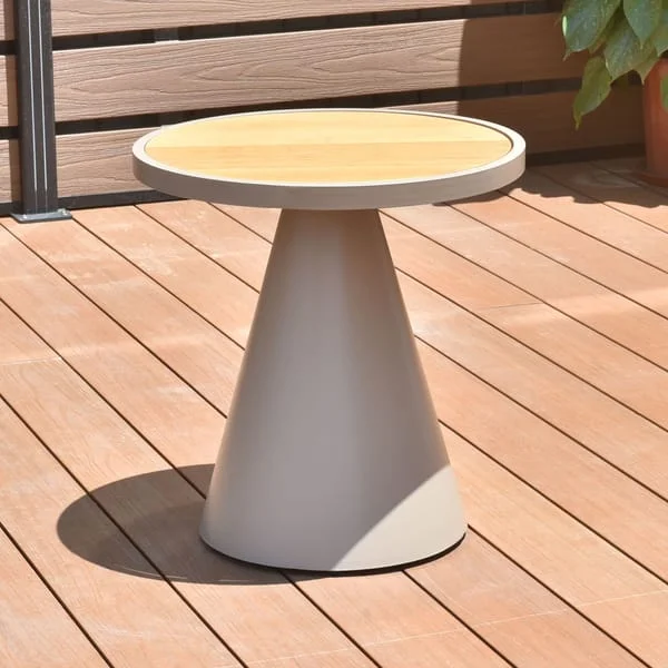 Yellow Tray-Top Patio Table with Tapered Base