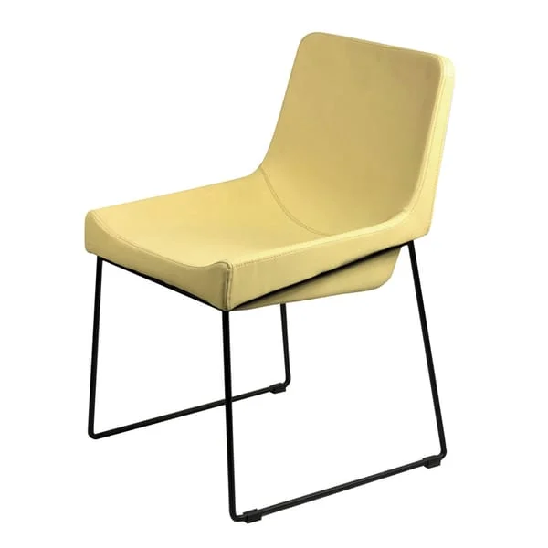 Yellow Upholstered Café Chair with Sled Base